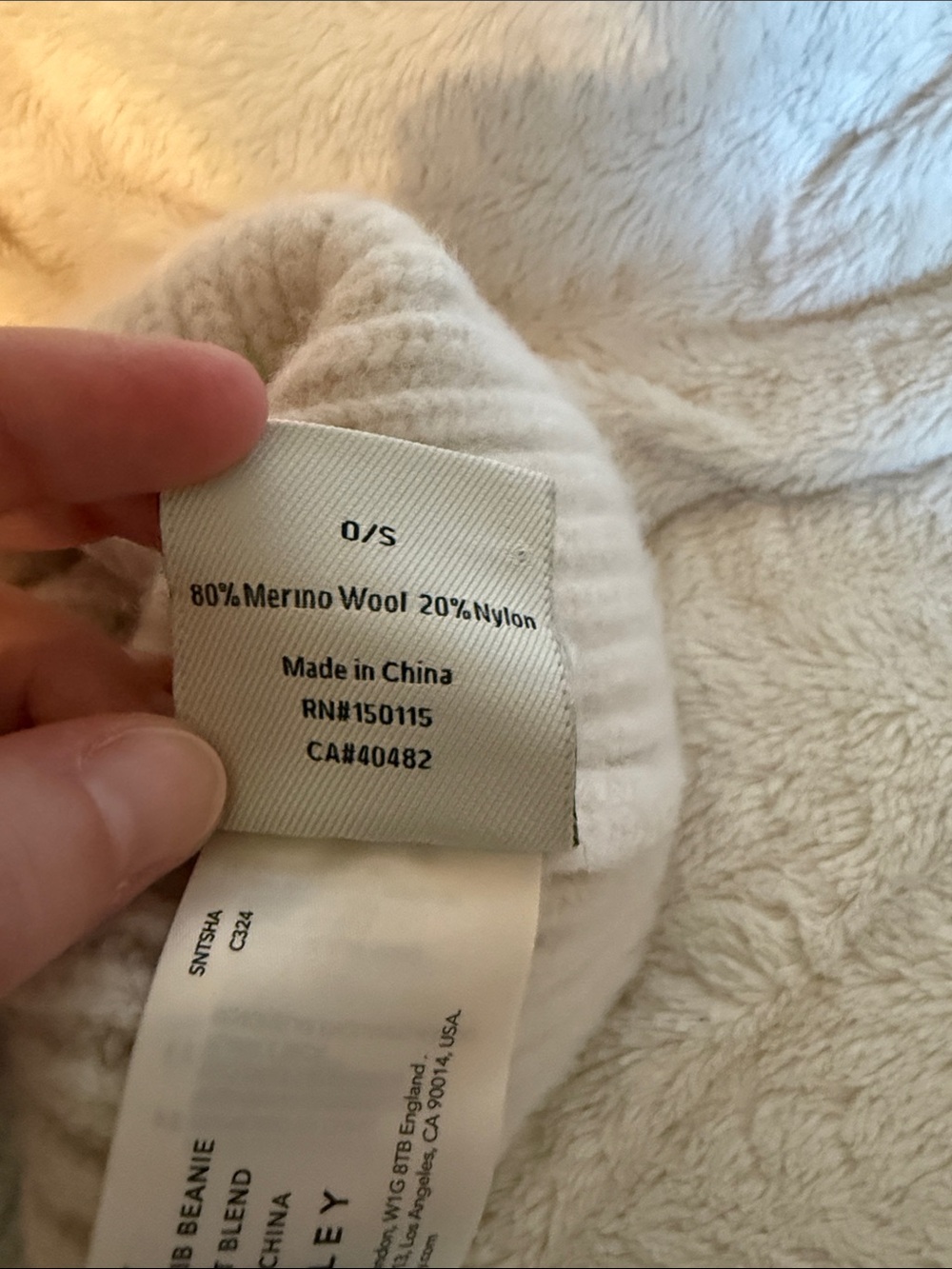 Varley Cream Ribbed Knit Beanie - Picture 4 of 5
